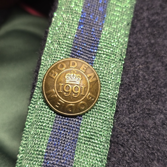 Boden Navy Boiled Wool Blend Bomber Jacket Sz 16 Preppy Academia Back To School - Picture 5 of 14